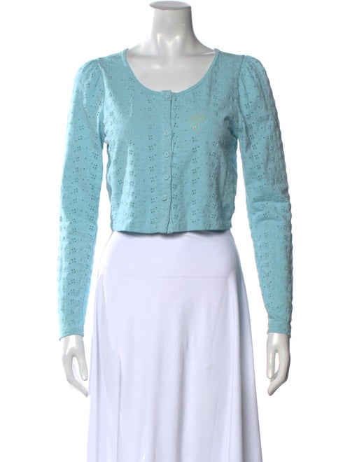 LoveShackFancy Scoop Neck Long Sleeve Crop Top