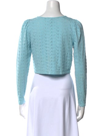 LoveShackFancy Scoop Neck Long Sleeve Crop Top