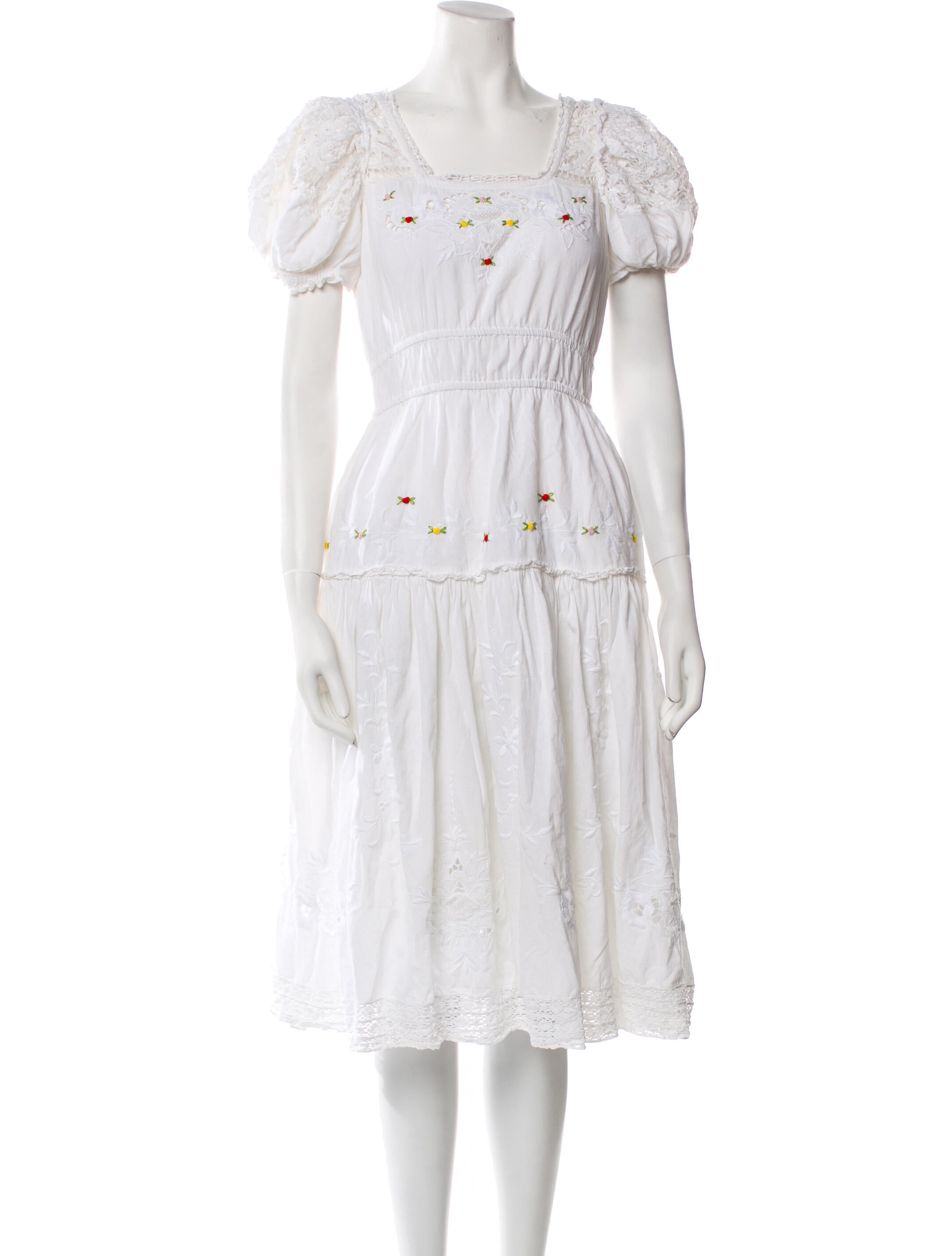 LoveShackFancy Square Neckline Midi Length Dress