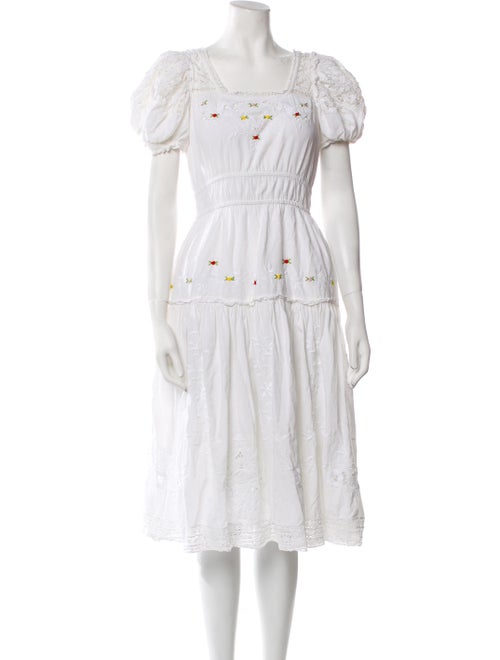 LoveShackFancy Square Neckline Midi Length Dress