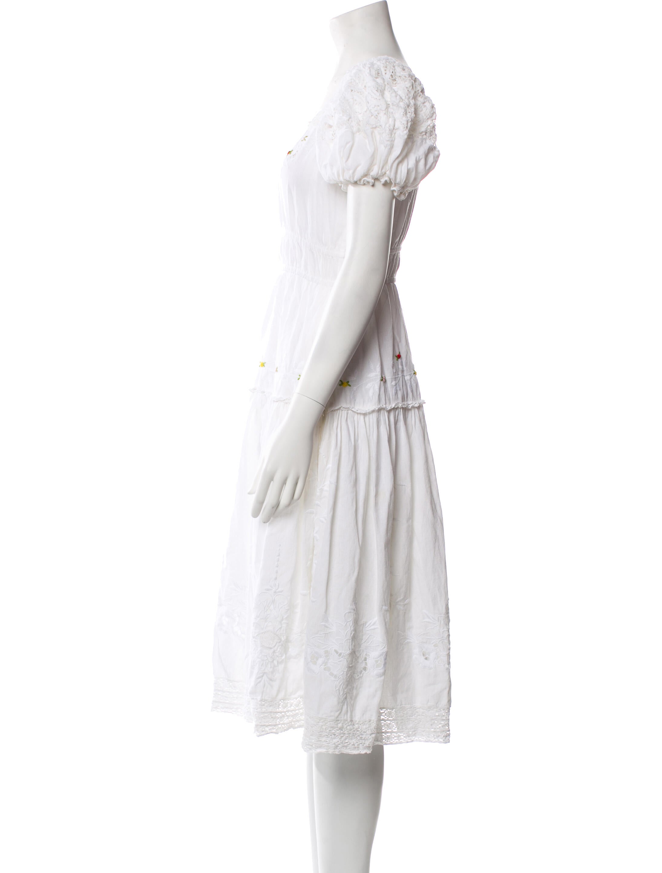 LoveShackFancy Square Neckline Midi Length Dress