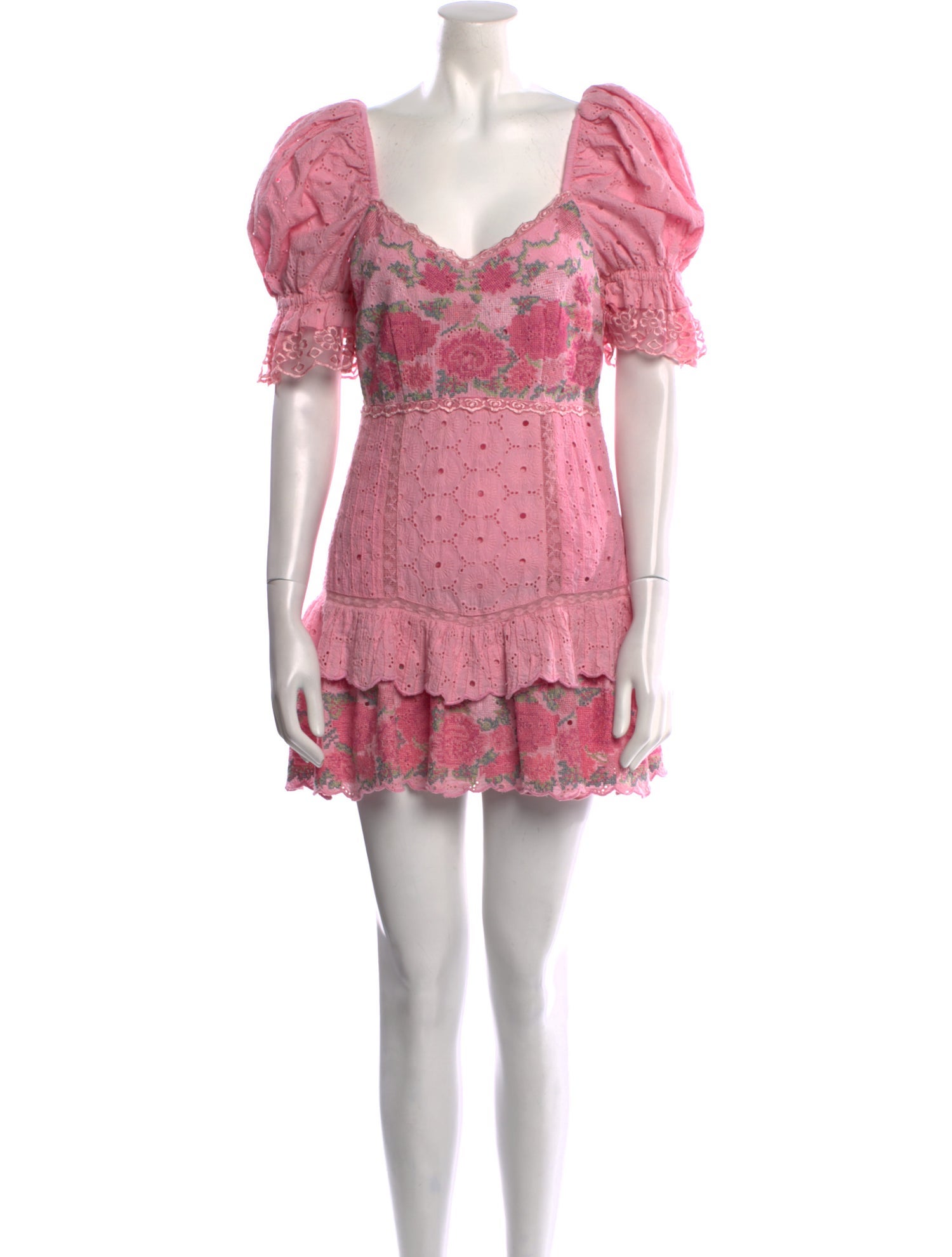 LoveShackFancy Floral Print Mini Dress