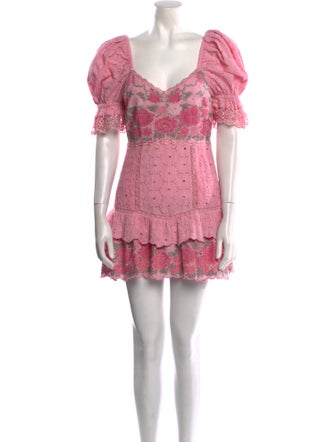 LoveShackFancy Floral Print Mini Dress