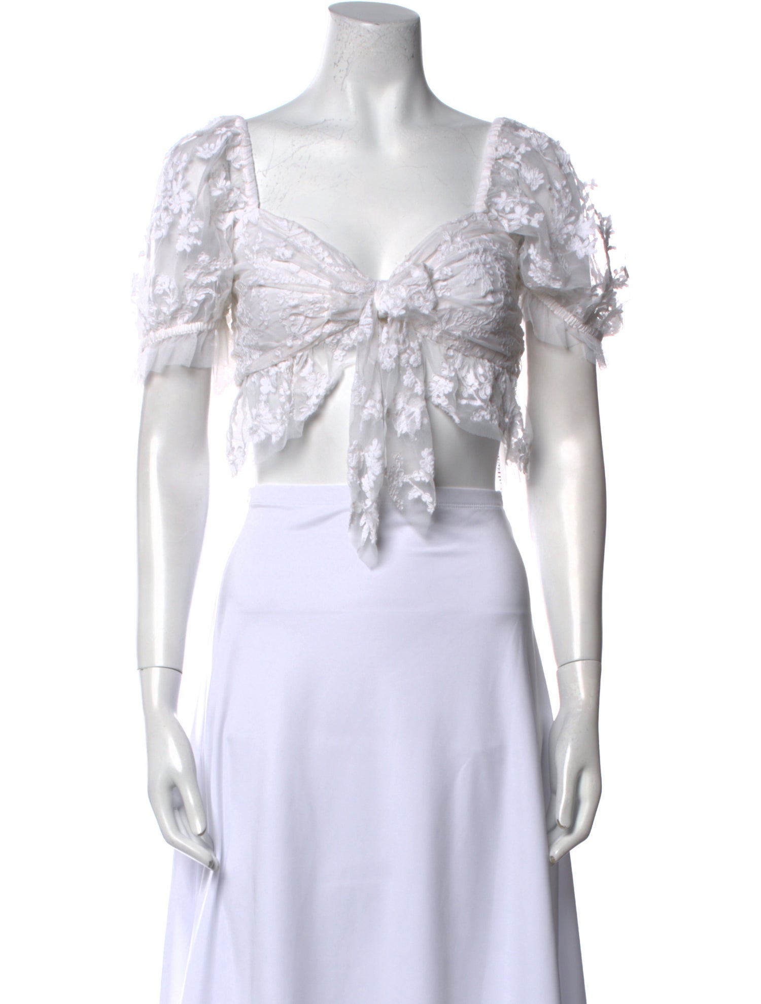 LoveShackFancy Nylon Off-The-Shoulder Crop Top