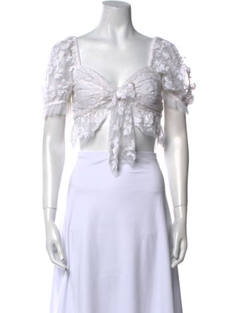 LoveShackFancy Nylon Off-The-Shoulder Crop Top