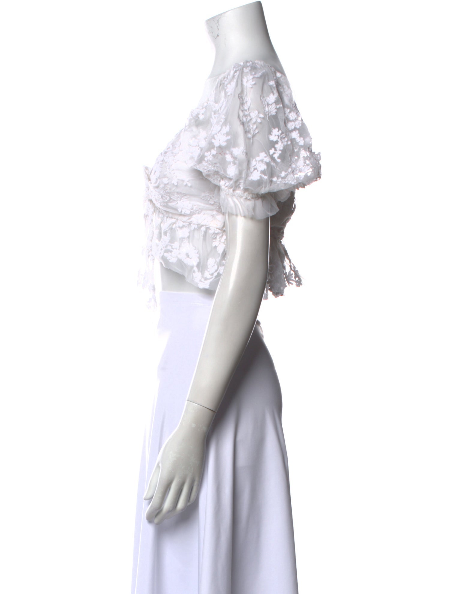 LoveShackFancy Nylon Off-The-Shoulder Crop Top