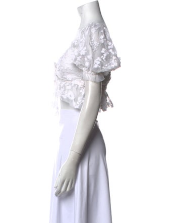 LoveShackFancy Nylon Off-The-Shoulder Crop Top