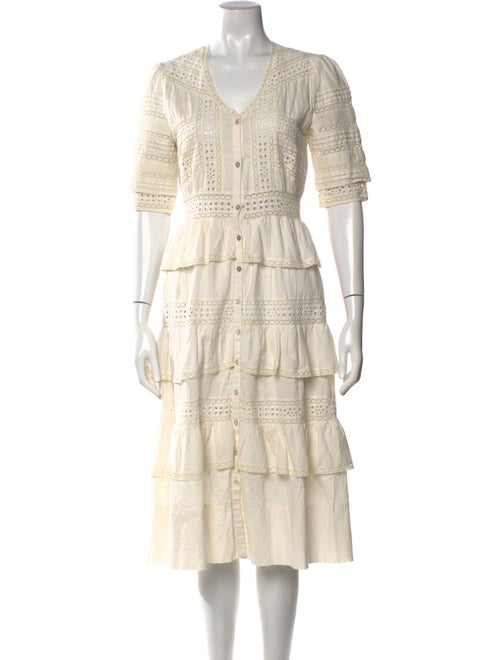 LoveShackFancy V-Neck Midi Length Dress