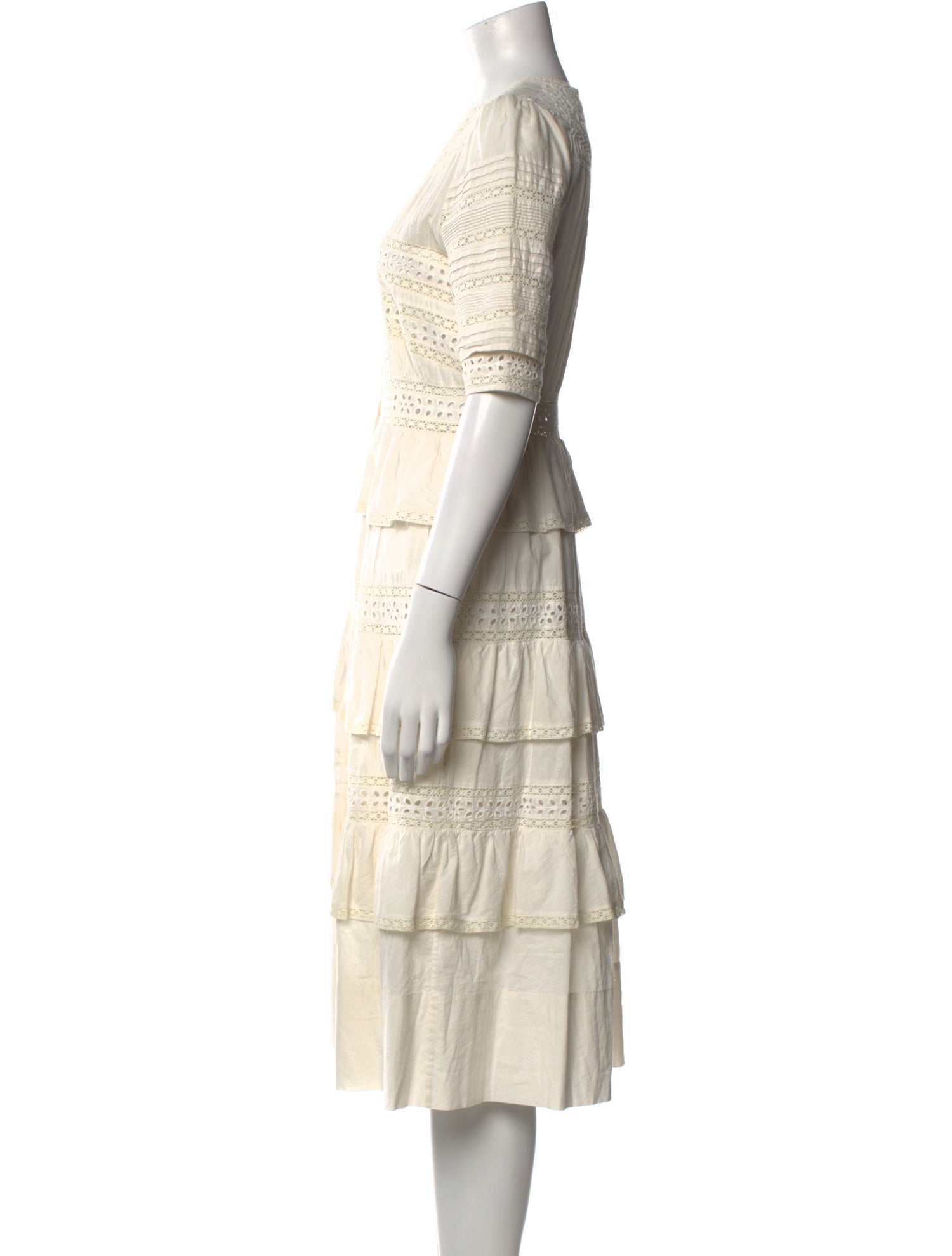 LoveShackFancy V-Neck Midi Length Dress