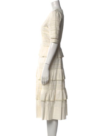 LoveShackFancy V-Neck Midi Length Dress