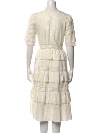 LoveShackFancy V-Neck Midi Length Dress