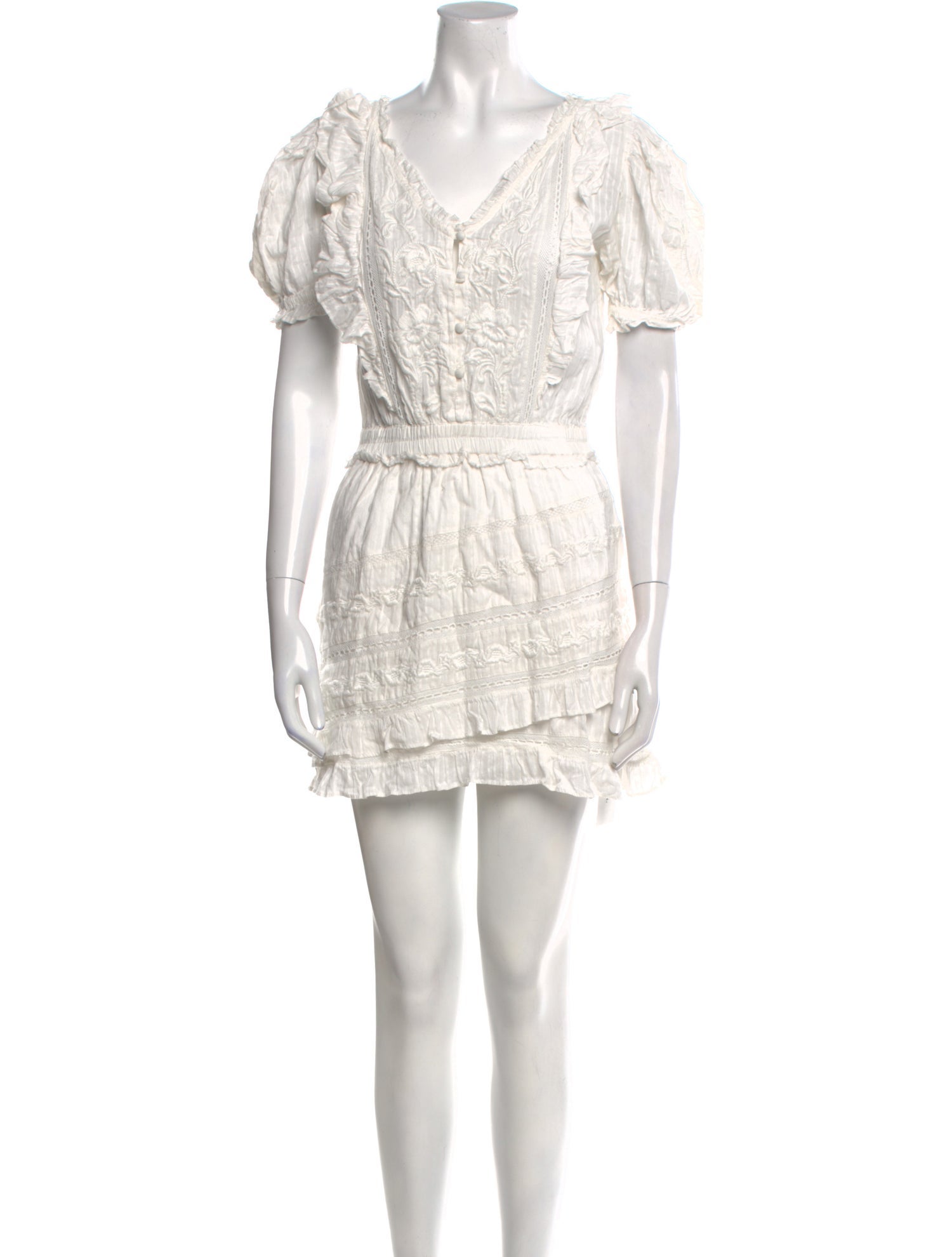 LoveShackFancy V-Neck Mini Dress