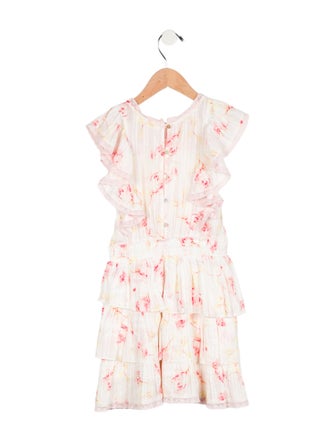 LoveShackFancy Girls' Sleeveless Floral Print Dress