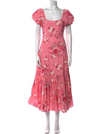 LoveShackFancy Floral Print Long Dress