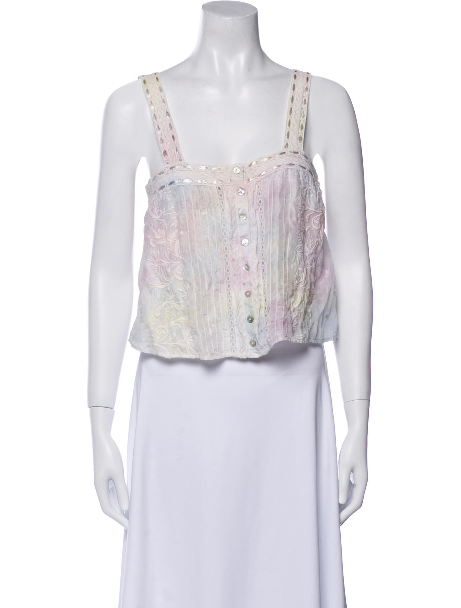 LoveShackFancy Silk Floral Print Crop Top