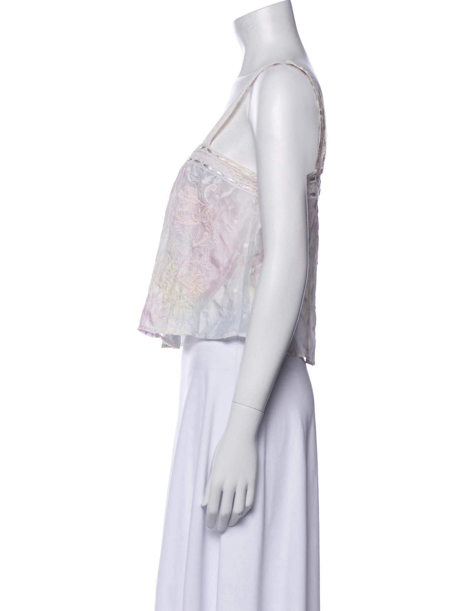 LoveShackFancy Silk Floral Print Crop Top