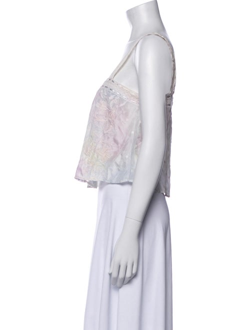 LoveShackFancy Silk Floral Print Crop Top