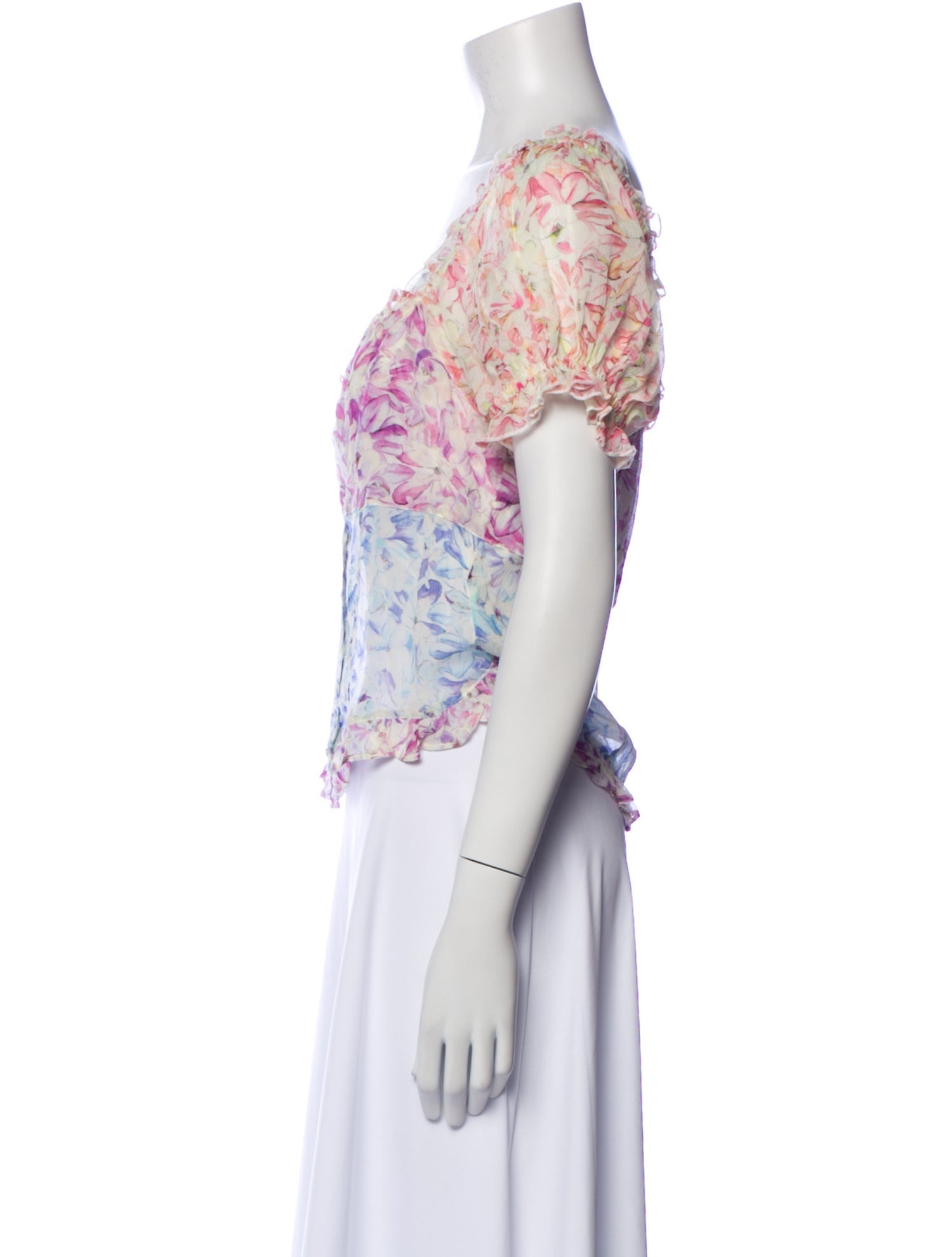 LoveShackFancy Silk Floral Print Crop Top