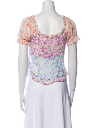 LoveShackFancy Silk Floral Print Crop Top