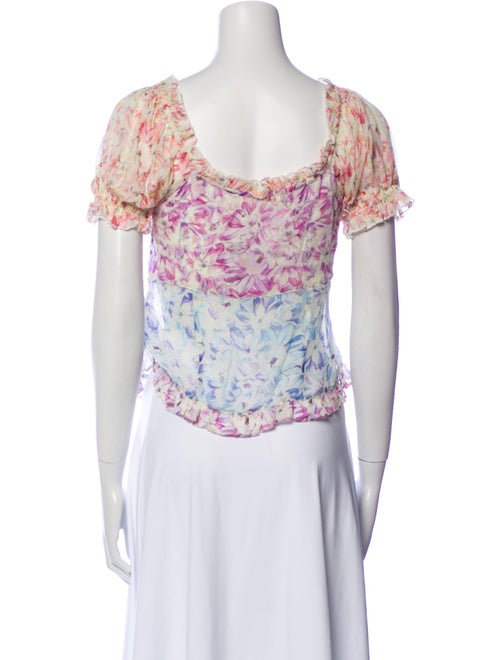 LoveShackFancy Silk Floral Print Crop Top