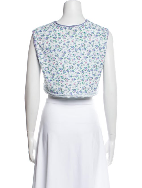 LoveShackFancy Floral Print Crew Neck Crop Top