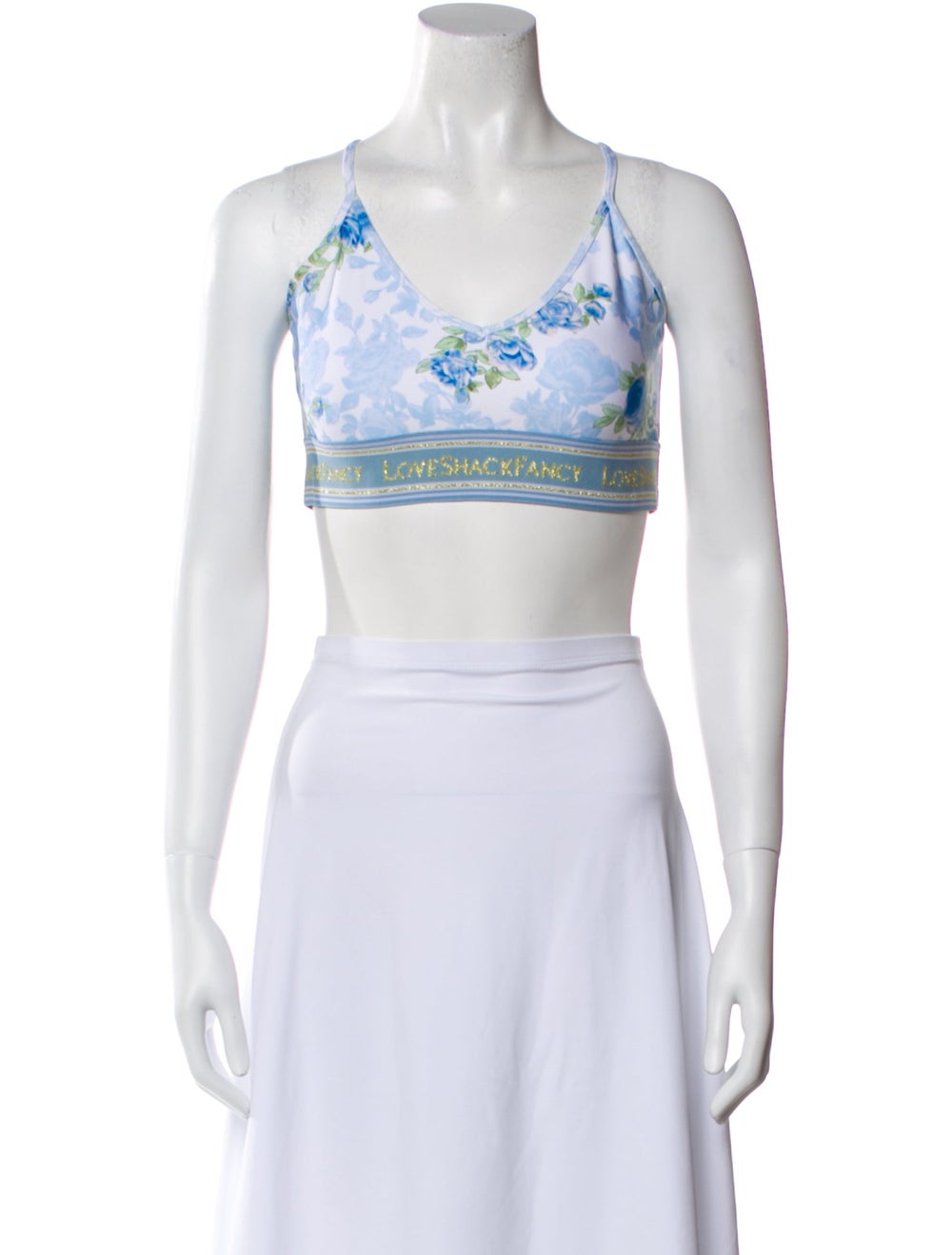 LoveShackFancy Crop Top White Printed Sleeveless … - image 1