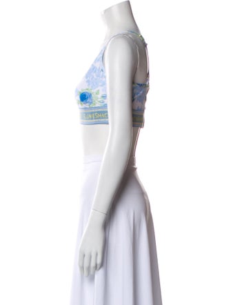 LoveShackFancy Printed V-Neck Crop Top