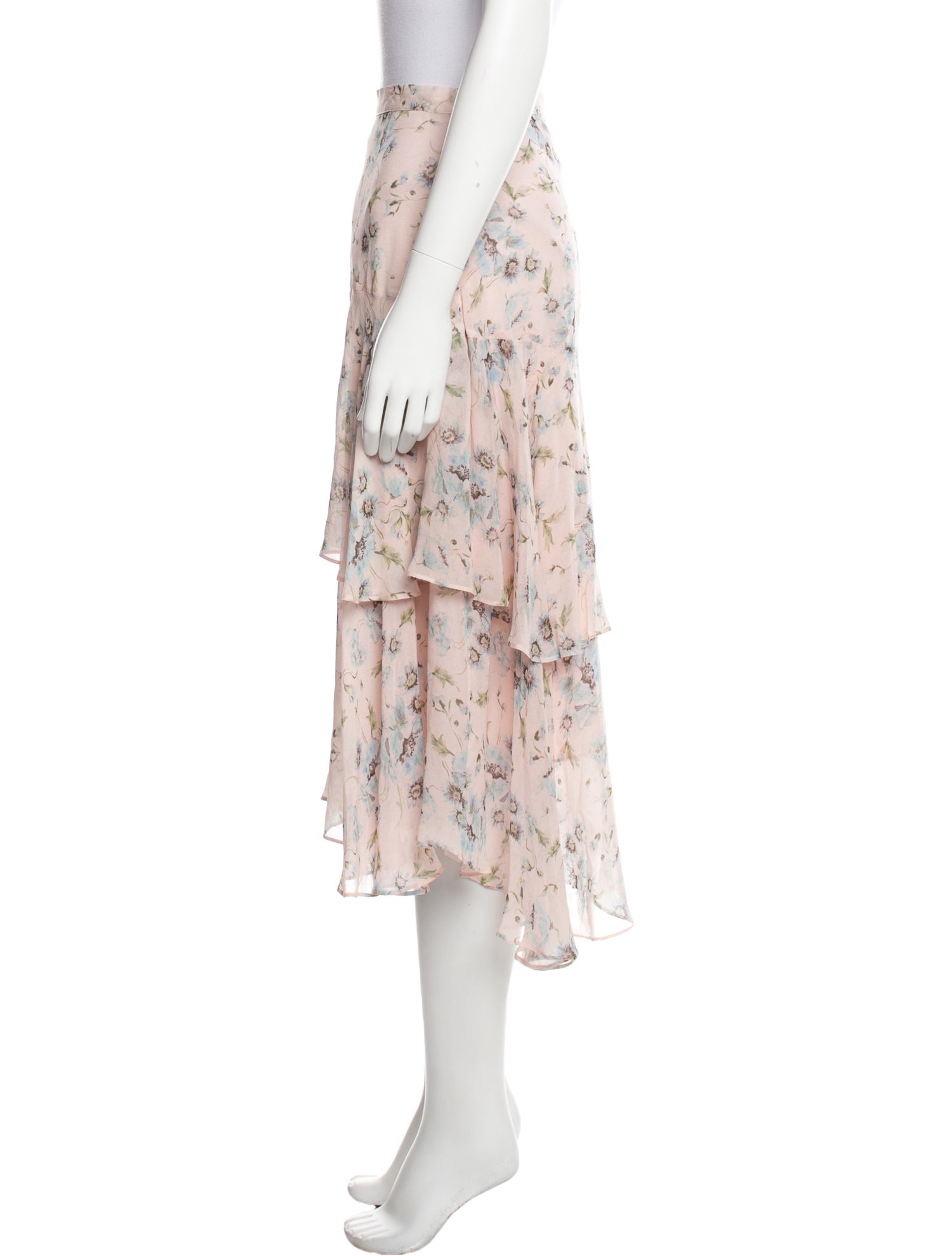 LoveShackFancy Silk Midi Length Skirt