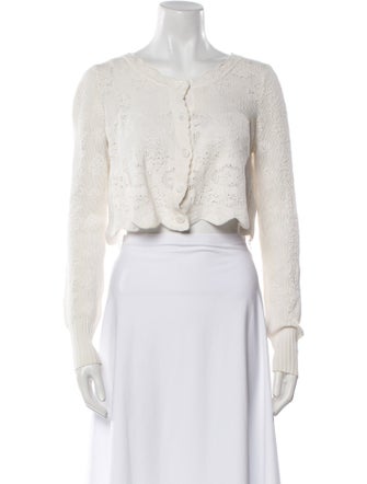 LoveShackFancy Scoop Neck Long Sleeve Crop Top