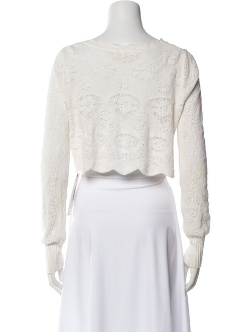 LoveShackFancy Scoop Neck Long Sleeve Crop Top