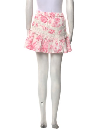 LoveShackFancy Floral Print Mini Skirt