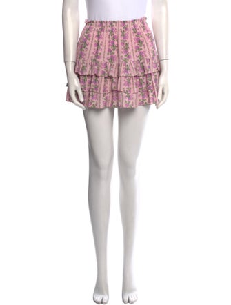 LoveShackFancy Floral Print Mini Skirt