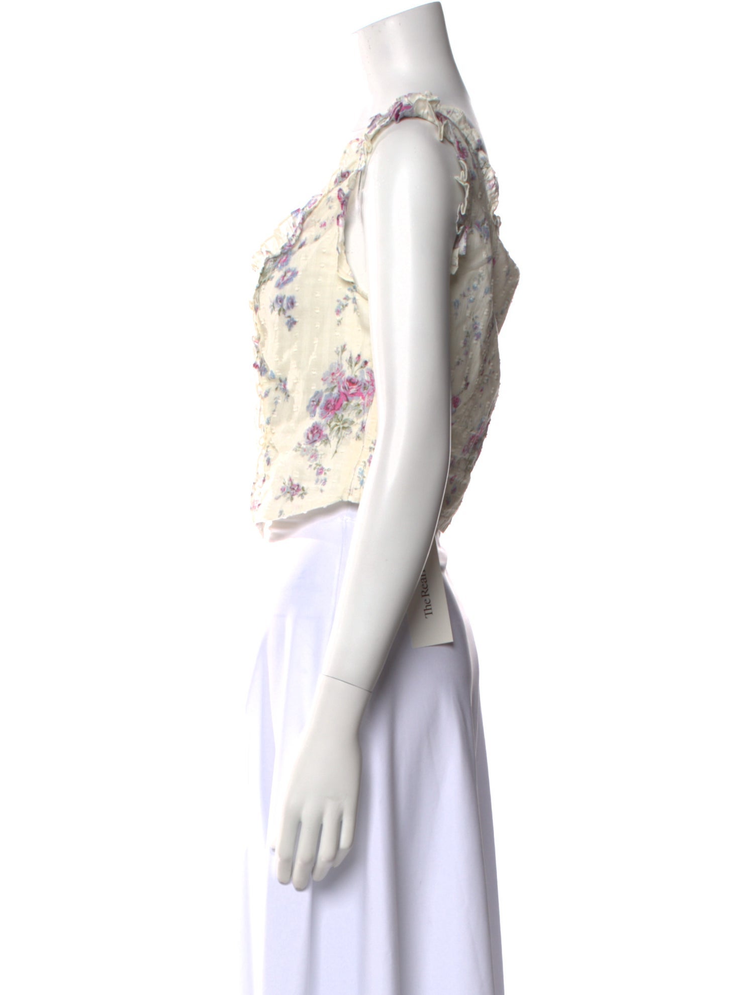 LoveShackFancy Floral Print Scoop Neck Crop Top w/ Tags