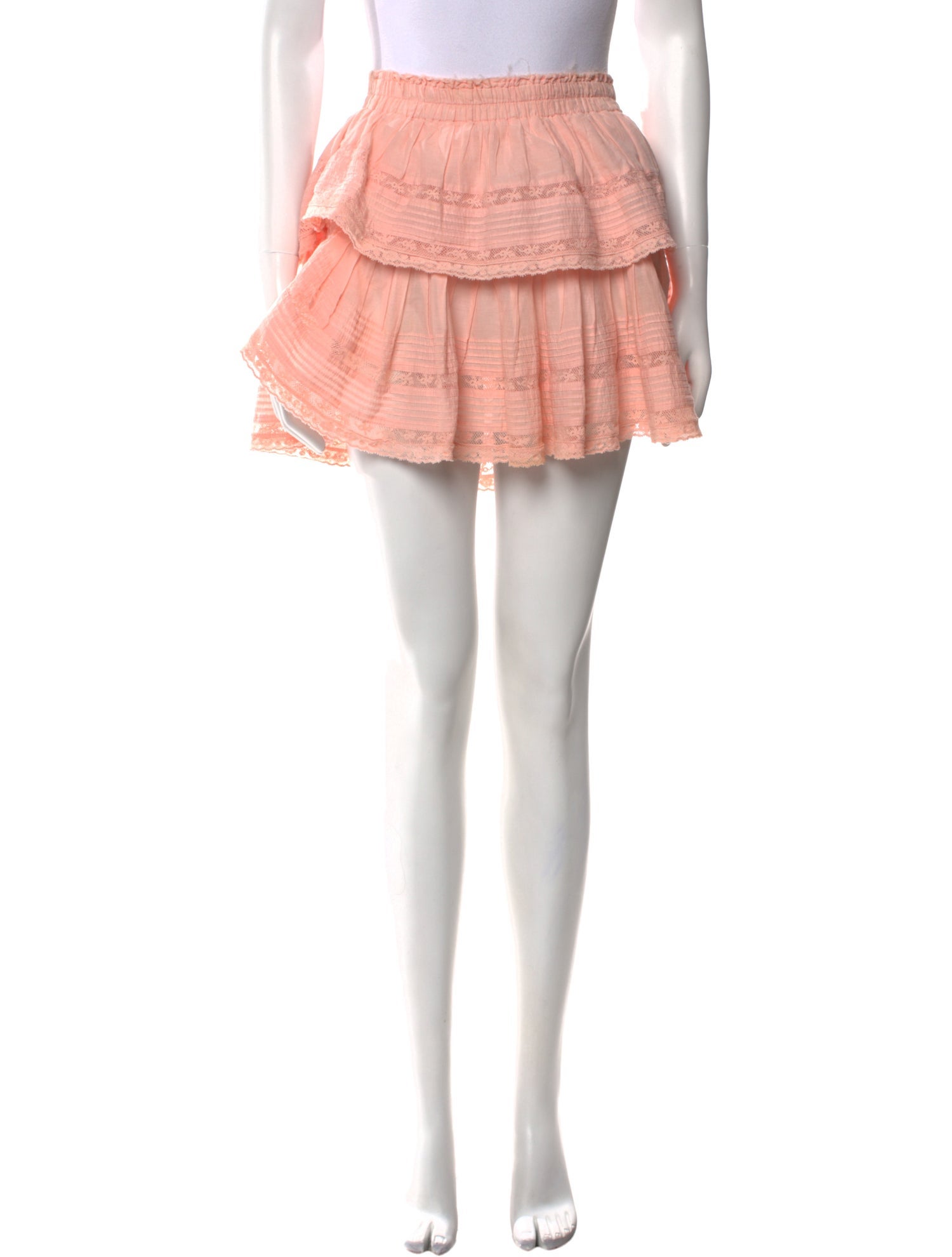 LoveShackFancy Embroidered Accent Mini Skirt