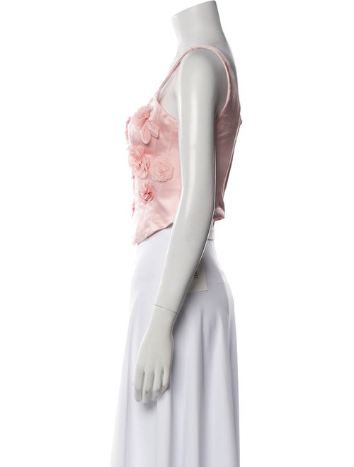 LoveShackFancy Floral Print Square Neckline Crop Top