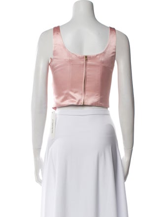 LoveShackFancy Floral Print Square Neckline Crop Top