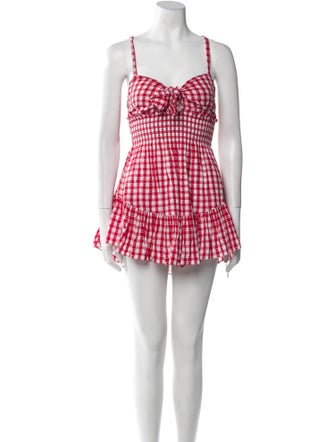 LoveShackFancy Plaid Print Mini Dress