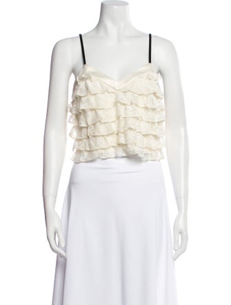 LoveShackFancy Plaid Print Square Neckline Crop Top