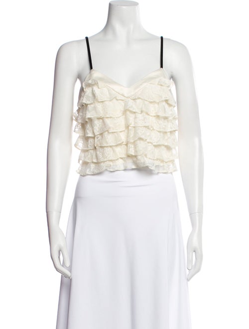 LoveShackFancy Plaid Print Square Neckline Crop Top