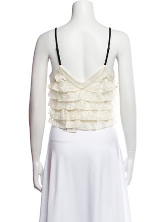 LoveShackFancy Plaid Print Square Neckline Crop Top