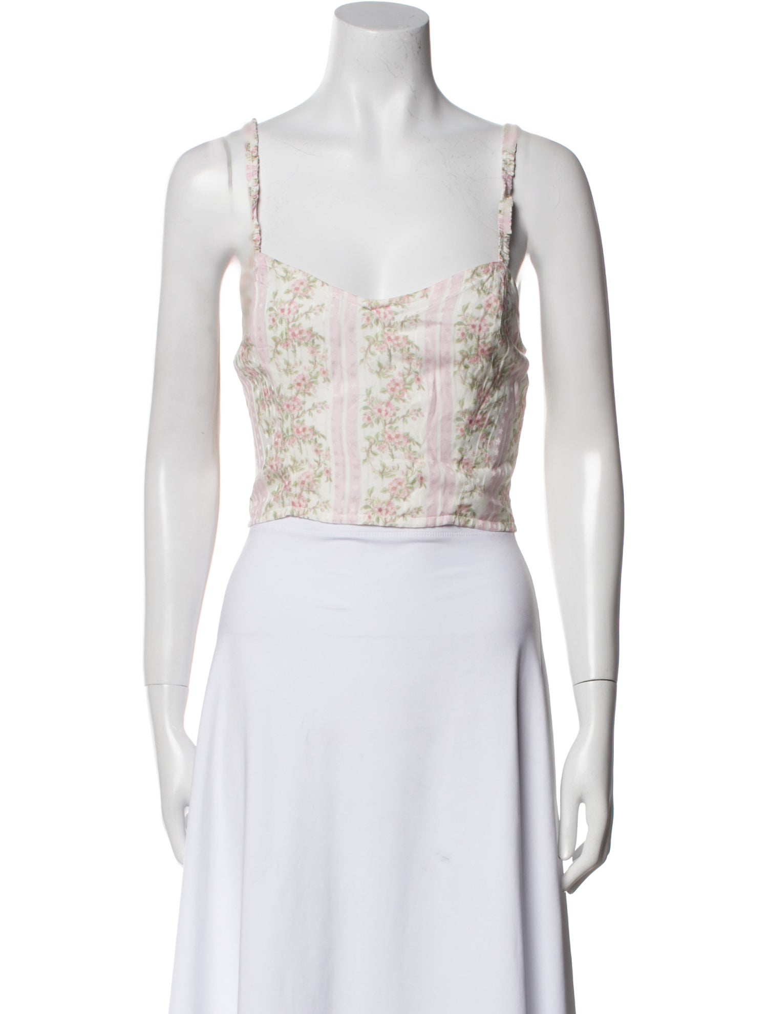 LoveShackFancy Paisley Print Square Neckline Crop Top