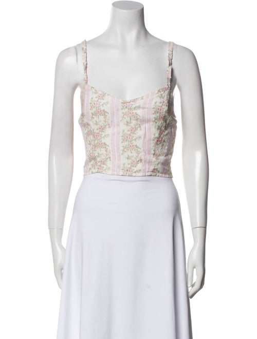 LoveShackFancy Paisley Print Square Neckline Crop Top