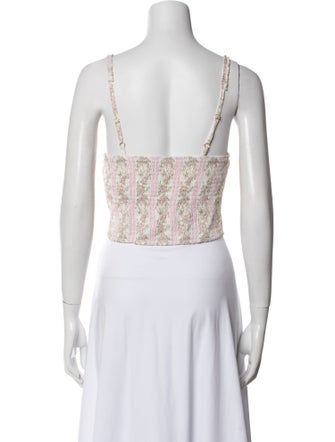 LoveShackFancy Paisley Print Square Neckline Crop Top