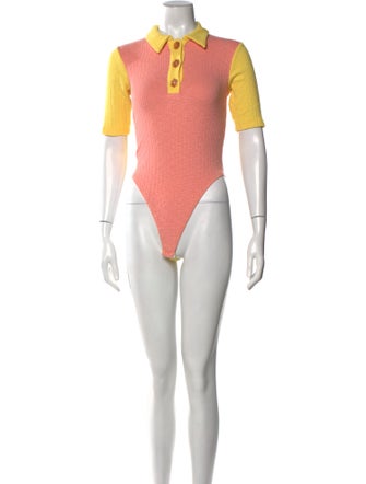 LoveShackFancy Mock Neck Short Sleeve Bodysuit