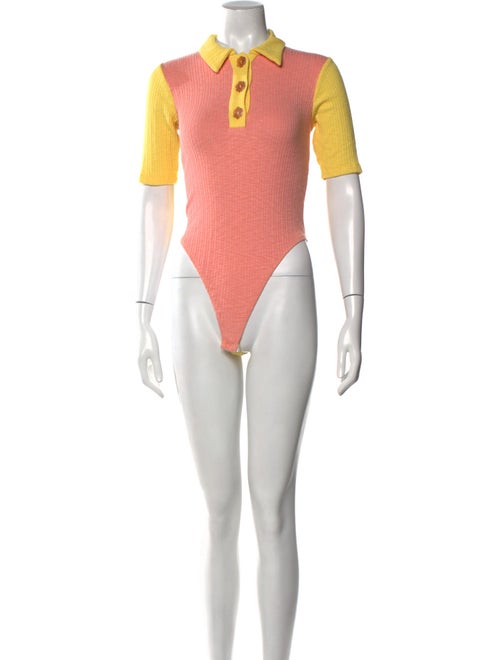 LoveShackFancy Mock Neck Short Sleeve Bodysuit