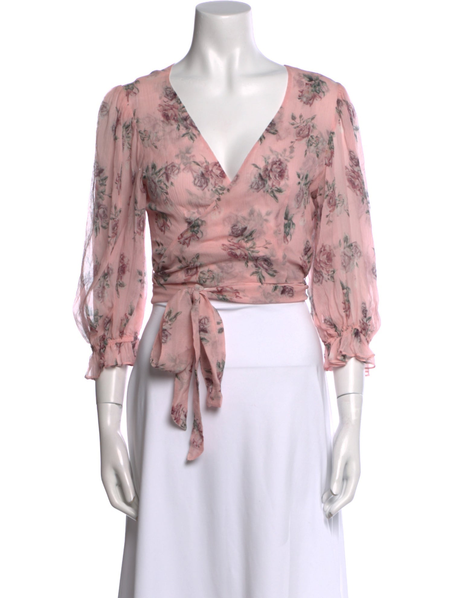 LoveShackFancy Silk Floral Print Crop Top