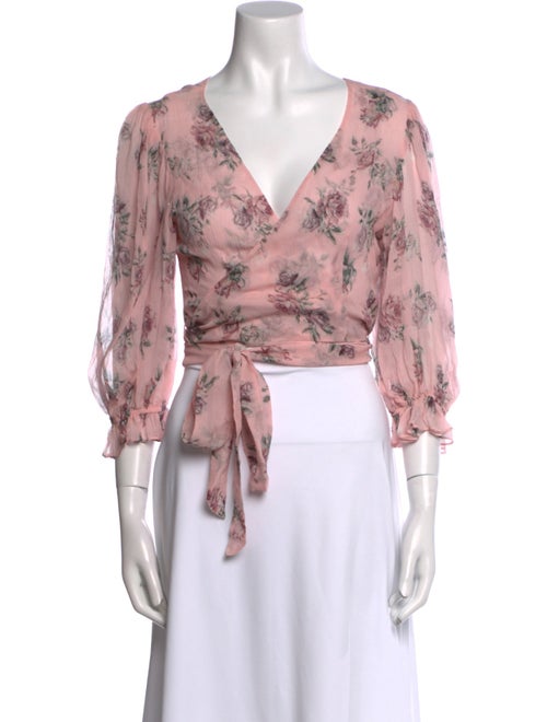 LoveShackFancy Silk Floral Print Crop Top