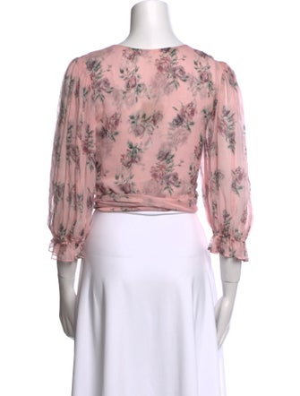 LoveShackFancy Silk Floral Print Crop Top