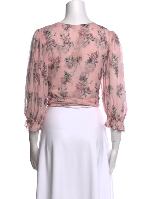 LoveShackFancy Silk Floral Print Crop Top