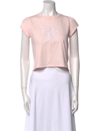 LoveShackFancy Graphic Print Scoop Neck Crop Top